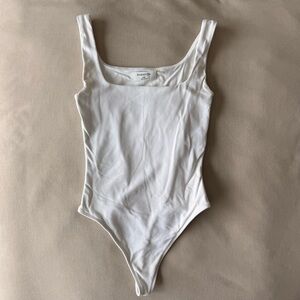 Babaton White Square-Neck Bodysuit